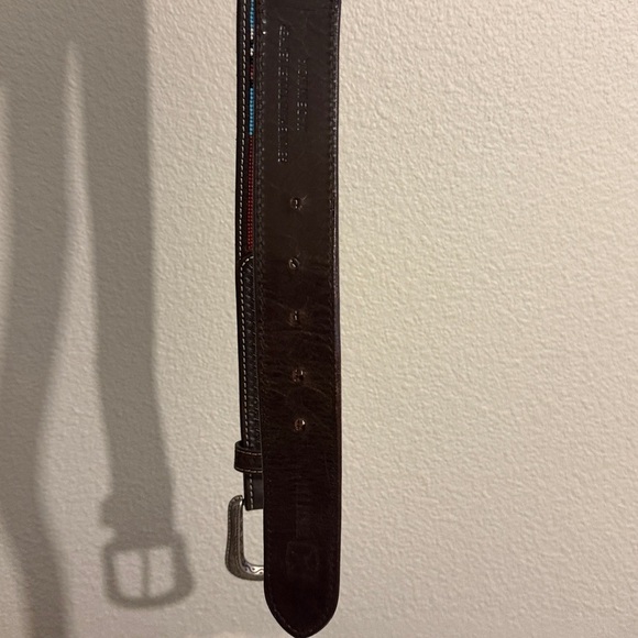 TWISTED X BEADED BLUE & RED FASHION WESTERN LEATHER BELT main image 7